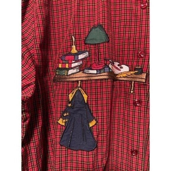 Vintage Karen Scott Back To School Women's Long Sleeve Plaid Button Up Shirt‎ L - Picture 2 of 9